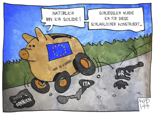 Cartoon: Solide EU-Staatsfinanzen (medium) by Kostas Koufogiorgos tagged karikatur,koufogiorgos,cartoon,illustration,eu,europa,solide,staatsfinanzen,geld,haushalt,schlagloch,sparschwein,strasse,euro,krise,schulden,politik,wirtschaft,karikatur,koufogiorgos,cartoon,illustration,eu,europa,solide,staatsfinanzen,geld,haushalt,schlagloch,sparschwein,strasse,euro,krise,schulden,politik,wirtschaft