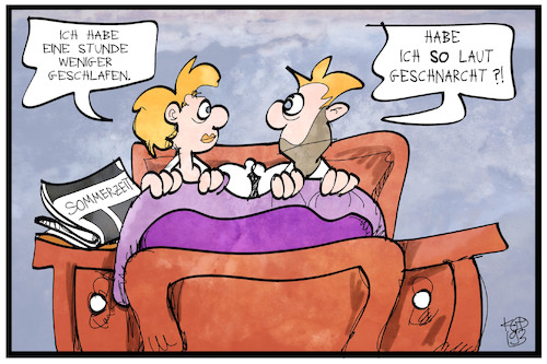 Cartoon: Sommerzeit (medium) by Kostas Koufogiorgos tagged karikatur,koufogiorgos,illustration,cartoon,sommerzeit,schlafen,paar,schnarchen,uhr,karikatur,koufogiorgos,illustration,cartoon,sommerzeit,schlafen,paar,schnarchen,uhr