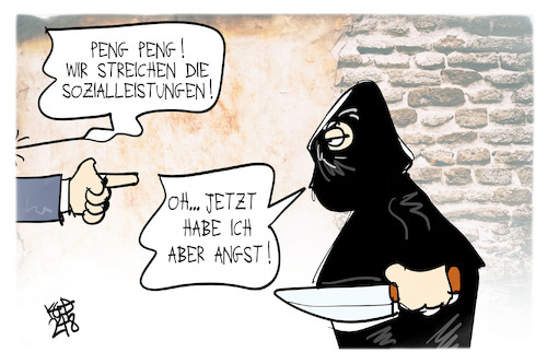 Cartoon: Sozialleistungen (medium) by Kostas Koufogiorgos tagged karikatur,koufogiorgos,terrorismus,lindner,sozialleistungen,dublin,karikatur,koufogiorgos,terrorismus,lindner,sozialleistungen,dublin