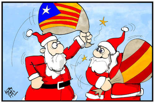 Cartoon: Spanien-Katalonien (medium) by Kostas Koufogiorgos tagged karikatur,koufogiorgos,illustration,cartoon,spanien,katalonien,weihnachten,weihnachtsmann,konflikt,separatismus,europa,wahlausgang,demokratie,karikatur,koufogiorgos,illustration,cartoon,spanien,katalonien,weihnachten,weihnachtsmann,konflikt,separatismus,europa,wahlausgang,demokratie