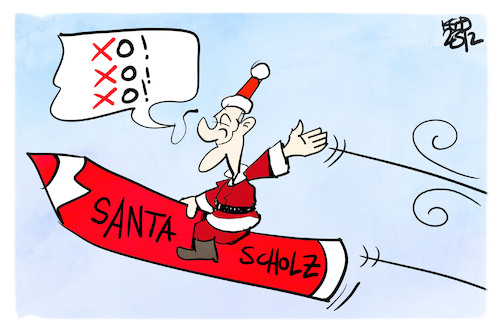 Cartoon: Sparmaßnahmen (medium) by Kostas Koufogiorgos tagged karikatur,koufogiorgos,scholz,santa,streichliste,rotstift,karikatur,koufogiorgos,scholz,santa,streichliste,rotstift