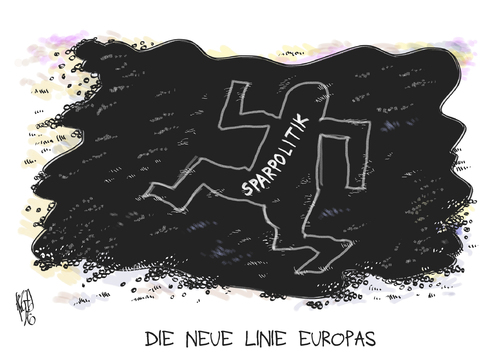 Cartoon: Sparpolitik (medium) by Kostas Koufogiorgos tagged sparpolitik,europa,euro,schulden,krise,leiche,eu,gipfel,wirtschaft,brüssel,karikatur,kostas,koufogiorgos,europa,euro,krise,leiche,eu,wirtschaft,brüssel