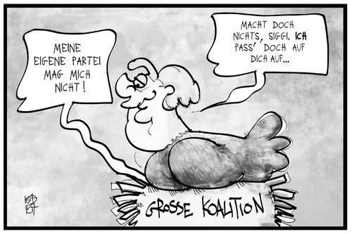 Cartoon: SPD (medium) by Kostas Koufogiorgos tagged karikatur,koufogiorgos,cartoon,illustration,spd,gabriel,mutti,merkel,nest,glucke,obhut,huhn,groko,koalition,regierung,politik,nestwaerme,karikatur,koufogiorgos,cartoon,illustration,spd,gabriel,mutti,merkel,nest,glucke,obhut,huhn,groko,koalition,regierung,politik,nestwaerme