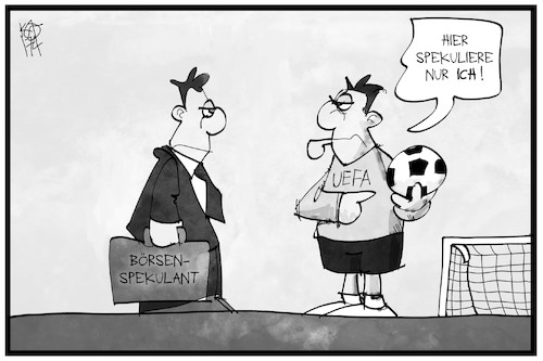 Cartoon: Spekulation im Fussball (medium) by Kostas Koufogiorgos tagged karikatur,koufogiorgos,illustration,cartoon,spekulant,boerse,spekulation,fussball,uefa,schiedsrichter,sport,betrug,anschlag,bvb,karikatur,koufogiorgos,illustration,cartoon,spekulant,boerse,spekulation,fussball,uefa,schiedsrichter,sport,betrug,anschlag,bvb