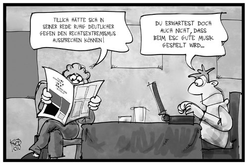 Cartoon: Stanislaw Tillich (medium) by Kostas Koufogiorgos tagged karikatur,koufogiorgos,illustration,cartoon,tillich,sachsen,dresden,tag,deutsche,einheit,feiertag,esc,rede,rechtsextremismus,ministerpräsident,kritik,politik,karikatur,koufogiorgos,illustration,cartoon,tillich,sachsen,dresden,tag,deutsche,einheit,feiertag,esc,rede,rechtsextremismus,ministerpräsident,kritik,politik