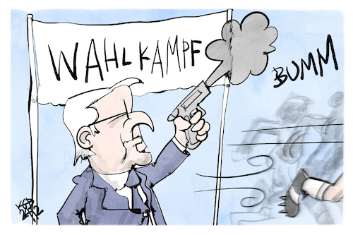 Cartoon: Startschuss für den Wahlkampf (medium) by Kostas Koufogiorgos tagged karikatur,koufogiorgos,steinmeier,wahlkampf,partei,neuwahl,bundestag,startschuss,karikatur,koufogiorgos,steinmeier,wahlkampf,partei,neuwahl,bundestag,startschuss