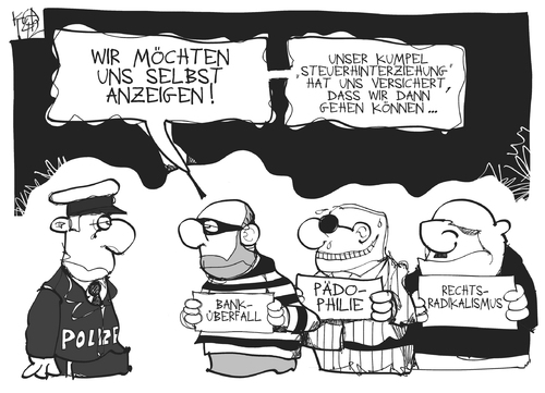 Cartoon: Steuerhinterziehung (medium) by Kostas Koufogiorgos tagged karikatur,illustration,cartoon,koufogiorgos,steuerhinterziehung,verbrechen,kriminalität,polizei,selbstanzeige,banküberfall,mord,pädophilie,rechtsradikalismus,straftat,strafe,karikatur,illustration,cartoon,koufogiorgos,steuerhinterziehung,verbrechen,kriminalität,polizei,selbstanzeige,banküberfall,mord,pädophilie,rechtsradikalismus,straftat,strafe