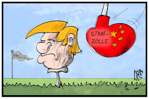 Cartoon: Strafzölle (medium) by Kostas Koufogiorgos tagged karikatur,koufogiorgos,illustration,cartoon,china,usa,trump,wirtschaft,handelsstreit,handelskrieg,strafzölle,golf,ball,abschlag,strafe,karikatur,koufogiorgos,illustration,cartoon,china,usa,trump,wirtschaft,handelsstreit,handelskrieg,strafzölle,golf,ball,abschlag,strafe