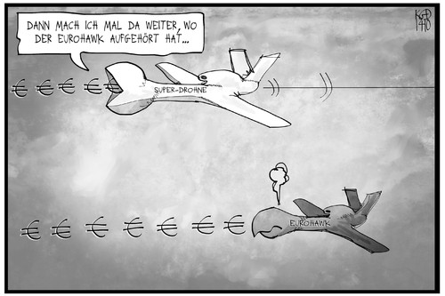 Cartoon: Superdrohne (medium) by Kostas Koufogiorgos tagged karikatur,koufogiorgos,illustration,cartoon,drohne,triton,eurohawk,geld,geldfresser,flugzeug,militär,rüstung,politik,karikatur,koufogiorgos,illustration,cartoon,drohne,triton,eurohawk,geld,geldfresser,flugzeug,militär,rüstung,politik