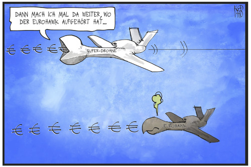 Cartoon: Superdrohne (medium) by Kostas Koufogiorgos tagged karikatur,koufogiorgos,illustration,cartoon,drohne,triton,eurohawk,geld,geldfresser,flugzeug,militär,rüstung,politik,karikatur,koufogiorgos,illustration,cartoon,drohne,triton,eurohawk,geld,geldfresser,flugzeug,militär,rüstung,politik