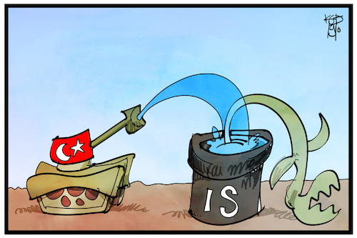 Cartoon: Syrien-Konflikt (medium) by Kostas Koufogiorgos tagged karikatur,koufogiorgos,illustration,cartoon,syrien,tuerkei,is,krieg,konflikt,terrorismus,daesh,panzer,karikatur,koufogiorgos,illustration,cartoon,syrien,tuerkei,is,krieg,konflikt,terrorismus,daesh,panzer