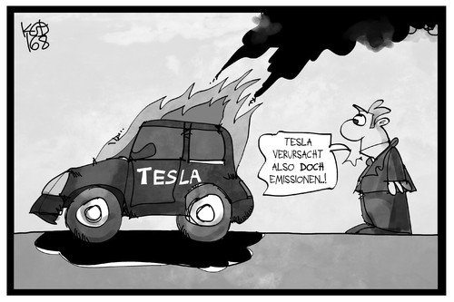 Cartoon: Tesla (medium) by Kostas Koufogiorgos tagged karikatur,koufogiorgos,illustration,cartoon,tesla,elektro,auto,mobilität,flammen,emission,abgas,automobil,panne,marke,wirtschaft,karikatur,koufogiorgos,illustration,cartoon,tesla,elektro,auto,mobilität,flammen,emission,abgas,automobil,panne,marke,wirtschaft