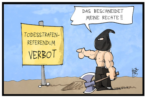 Cartoon: Todesstrafe (medium) by Kostas Koufogiorgos tagged karikatur,koufogiorgos,illustration,cartoon,todesstrafe,henker,vollstrecker,referendum,verbot,tuerkei,rechte,rechtsstaat,karikatur,koufogiorgos,illustration,cartoon,todesstrafe,henker,vollstrecker,referendum,verbot,tuerkei,rechte,rechtsstaat