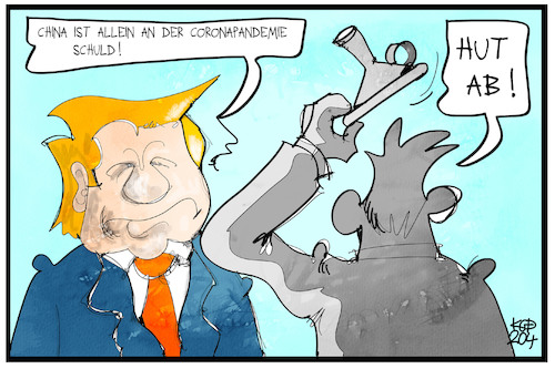 Cartoon: Trump sucht Schuldige (medium) by Kostas Koufogiorgos tagged karikatur,koufogiorgos,illustration,cartoon,trump,aluhut,schuldzuweisung,china,who,verschwörung,verschwörungstheorie,usa,corona,pandemie,virus,karikatur,koufogiorgos,illustration,cartoon,trump,aluhut,schuldzuweisung,china,who,verschwörung,verschwörungstheorie,usa,corona,pandemie,virus