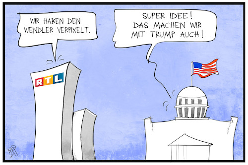 Cartoon: Trump und Wendler (medium) by Kostas Koufogiorgos tagged karikatur,koufogiorgos,illustration,cartoon,trump,wendler,verpixeln,usa,rtl,kapitol,impeachment,amtsenthebung,karikatur,koufogiorgos,illustration,cartoon,trump,wendler,verpixeln,usa,rtl,kapitol,impeachment,amtsenthebung