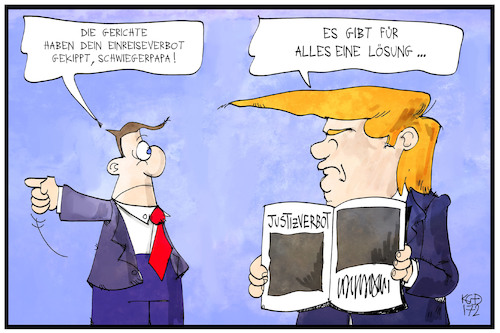 Cartoon: Trumps Dekret (medium) by Kostas Koufogiorgos tagged karikatur,koufogiorgos,illustration,cartoon,trump,dekret,verfügung,einreisestopp,kushner,usa,präsident,justiz,autokratisch,politik,karikatur,koufogiorgos,illustration,cartoon,trump,dekret,verfügung,einreisestopp,kushner,usa,präsident,justiz,autokratisch,politik