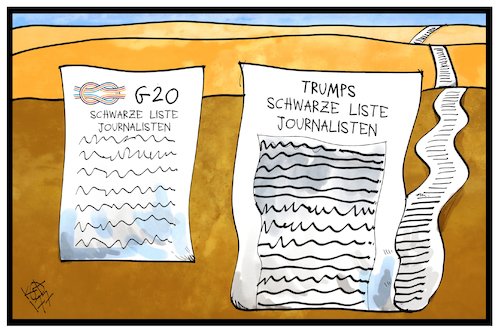 Cartoon: Trumps Liste (medium) by Kostas Koufogiorgos tagged karikatur,koufogiorgos,illustration,cartoon,presse,pressefreiheit,journalist,schwarze,liste,g20,demokratie,grundrecht,papier,akkreditierung,trump,fake,news,usa,karikatur,koufogiorgos,illustration,cartoon,presse,pressefreiheit,journalist,schwarze,liste,g20,demokratie,grundrecht,papier,akkreditierung,trump,fake,news,usa