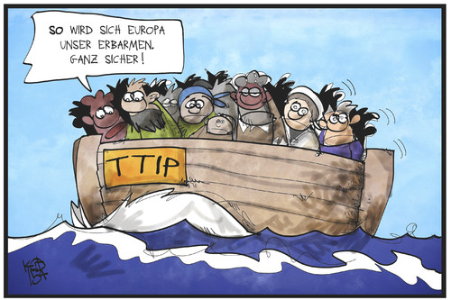 Cartoon: TTIP oder Flüchtlinge (medium) by Kostas Koufogiorgos tagged karikatur,koufogiorgos,illustration,cartoon,ttip,flüchtlinge,europa,boot,meer,mittelmeer,asyl,migranten,erbarmen,hilfe,rettung,politik,wirtschaft,freihandelsabkommen,karikatur,koufogiorgos,illustration,cartoon,ttip,flüchtlinge,europa,boot,meer,mittelmeer,asyl,migranten,erbarmen,hilfe,rettung,politik,wirtschaft,freihandelsabkommen