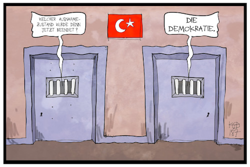 Cartoon: Türkei (medium) by Kostas Koufogiorgos tagged karikatur,koufogiorgos,illustration,cartoon,tuerkei,ausnahmezustand,demokratie,zelle,haft,gefängnis,karikatur,koufogiorgos,illustration,cartoon,tuerkei,ausnahmezustand,demokratie,zelle,haft,gefängnis