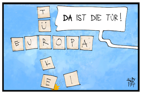 Cartoon: Türkei und Europa (medium) by Kostas Koufogiorgos tagged karikatur,koufogiorgos,illustration,cartoon,eu,europa,tuerkei,scrabble,spiel,tür,ausgang,beitrittsverhandlung,karikatur,koufogiorgos,illustration,cartoon,eu,europa,tuerkei,scrabble,spiel,tür,ausgang,beitrittsverhandlung