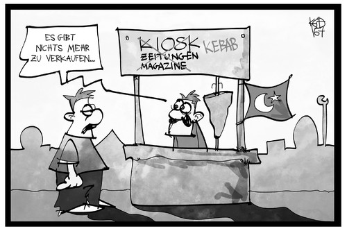 Cartoon: Türkische Presse (medium) by Kostas Koufogiorgos tagged karikatur,koufogiorgos,illustration,cartoon,tuerkei,medien,presse,pressefreiheit,doener,kebab,verkauf,kiosk,imbiss,karikatur,koufogiorgos,illustration,cartoon,tuerkei,medien,presse,pressefreiheit,doener,kebab,verkauf,kiosk,imbiss