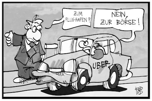 Cartoon: Uber geht an die Börse (medium) by Kostas Koufogiorgos tagged karikatur,koufogiorgos,illustration,cartoon,uber,fahrdienst,fahrgast,beförderung,börse,wirtschaft,reise,tourismus,karikatur,koufogiorgos,illustration,cartoon,uber,fahrdienst,fahrgast,beförderung,börse,wirtschaft,reise,tourismus