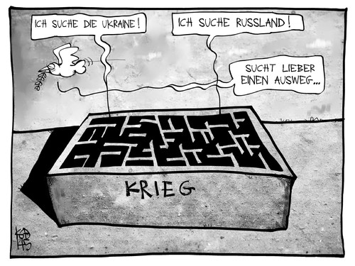 Cartoon: Ukraine-Konflikt (medium) by Kostas Koufogiorgos tagged karikatur,koufogiorgos,illustration,cartoon,labyrinth,friedenstaube,ukraine,russland,weg,ausgang,krieg,konflikt,politik,karikatur,koufogiorgos,illustration,cartoon,labyrinth,friedenstaube,ukraine,russland,weg,ausgang,krieg,konflikt,politik