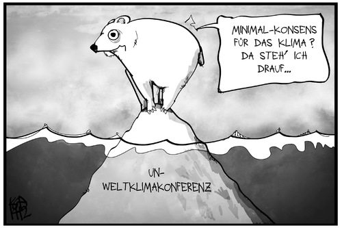 Cartoon: UN-Weltklimakonferenz (medium) by Kostas Koufogiorgos tagged koufogiorgos,illustration,cartoon,karikatur,klima,lima,eisbär,spitze,eisberg,minimalkonsens,meer,eis,umwelt,un,konferenz,einigung,koufogiorgos,illustration,cartoon,karikatur,klima,lima,eisbär,spitze,eisberg,minimalkonsens,meer,eis,umwelt,un,konferenz,einigung