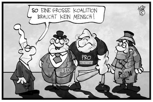 Cartoon: Unheilige große Koalition (medium) by Kostas Koufogiorgos tagged karikatur,koufogiorgos,illustration,cartoon,michel,koalition,pro,chemnitz,rechtsextremismus,rechtspopulismus,afd,neonazi,demonstation,demokratie,karikatur,koufogiorgos,illustration,cartoon,michel,koalition,pro,chemnitz,rechtsextremismus,rechtspopulismus,afd,neonazi,demonstation,demokratie