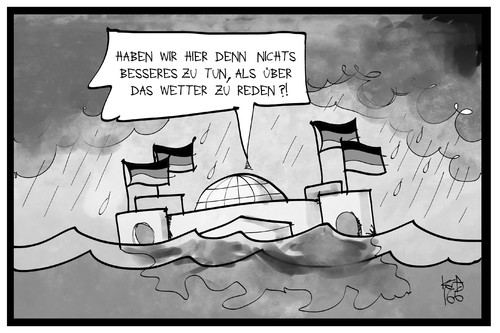 Cartoon: Unwetter (medium) by Kostas Koufogiorgos tagged karikatur,koufogiorgos,cartoon,illustration,unwetter,wetter,bundestag,reichstag,flut,überflutung,wasser,umwelt,natur,katastrophe,debatte,plenum,politik,karikatur,koufogiorgos,cartoon,illustration,unwetter,wetter,bundestag,reichstag,flut,überflutung,wasser,umwelt,natur,katastrophe,debatte,plenum,politik