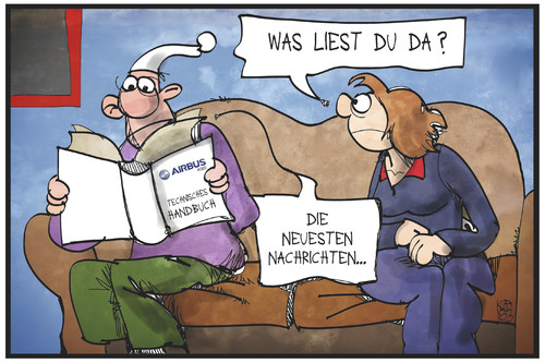 Cartoon: Ursachenforschung zu 4U 9525 (medium) by Kostas Koufogiorgos tagged karikatur,koufogiorgos,illustration,cartoon,germanwings,4u9525,airbus,handbuch,technik,spezialist,nachrichten,lesen,buch,michel,luftfahrt,absturz,flugzeug,karikatur,koufogiorgos,illustration,cartoon,germanwings,4u9525,airbus,handbuch,technik,spezialist,nachrichten,lesen,buch,michel,luftfahrt,absturz,flugzeug