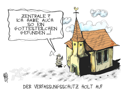 Cartoon: Verfassungsschutz (medium) by Kostas Koufogiorgos tagged gottesteilchen,kirche,agent,verfassungsschutz,nsu,panne,karikatur,kostas,koufogiorgos,gottesteilchen,higgs boson,papst,ratzinger,physik,elementarteilchen,universum,masse,higgs,boson,wissenschaft,dunkle materie,kirche,nsu,dunkle,materie