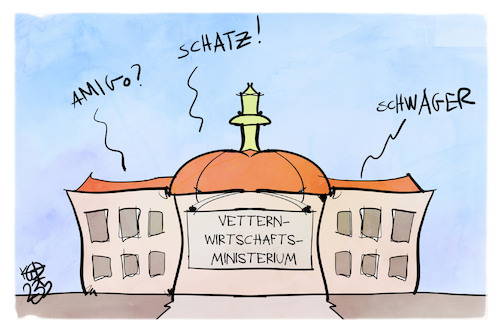 Cartoon: Vetternwirtschaftsministerium (medium) by Kostas Koufogiorgos tagged karikatur,koufogiorgos,vetternwirtschaft,grüne,habeck,wirtschaftsministerium,karikatur,koufogiorgos,vetternwirtschaft,grüne,habeck,wirtschaftsministerium