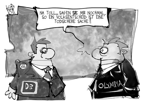 Cartoon: Volksentscheide (medium) by Kostas Koufogiorgos tagged olympia,münchen,volksentscheid,stuttgart,21,db,bahn,karikatur,koufogiorgos,sport,olympia,münchen,volksentscheid,stuttgart,21,db,bahn,karikatur,koufogiorgos,sport