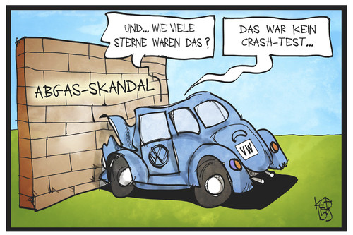 Cartoon: VW-Abgasskandal (medium) by Kostas Koufogiorgos tagged karikatur,koufogiorgos,illustration,cartoon,vw,volkswagen,usa,markt,mauer,wand,crash,crashtest,betrug,wirtschaft,auto,automobilindustrie,karikatur,koufogiorgos,illustration,cartoon,vw,volkswagen,usa,markt,mauer,wand,crash,crashtest,betrug,wirtschaft,auto,automobilindustrie