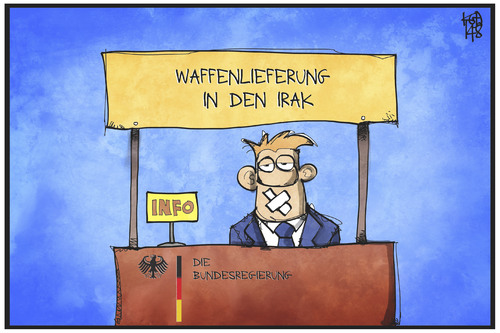 Cartoon: Waffen in den Irak (medium) by Kostas Koufogiorgos tagged karikatur,koufogiorgos,illustration,cartoon,irak,waffen,lieferung,regierung,information,auskunft,parlament,politik,karikatur,koufogiorgos,illustration,cartoon,irak,waffen,lieferung,regierung,information,auskunft,parlament,politik