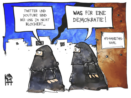 Cartoon: Wahl in Afghanistan (medium) by Kostas Koufogiorgos tagged karikatur,koufogiorgos,cartoon,illustration,afghanistan,demokratie,wahl,präsidentschaftswahl,frau,schleier,burka,twitter,youtube,zensur,politik,internet,freiheit,social,network,netzwerk,karikatur,koufogiorgos,cartoon,illustration,afghanistan,demokratie,wahl,präsidentschaftswahl,frau,schleier,burka,twitter,youtube,zensur,politik,internet,freiheit,social,network,netzwerk