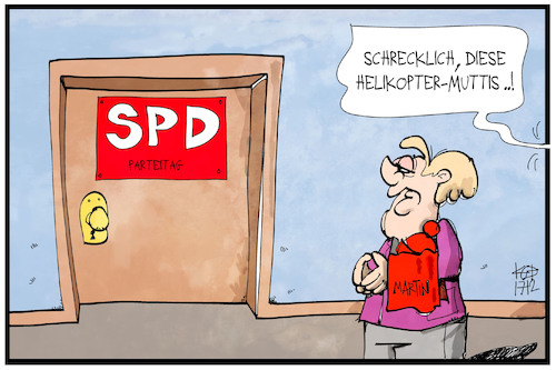 Cartoon: Warten auf die SPD (medium) by Kostas Koufogiorgos tagged karikatur,koufogiorgos,illustration,cartoon,spd,merkel,helikopter,eltern,mutti,abholen,schulz,regierungsbildung,partei,parteitag,demokratie,karikatur,koufogiorgos,illustration,cartoon,spd,merkel,helikopter,eltern,mutti,abholen,schulz,regierungsbildung,partei,parteitag,demokratie