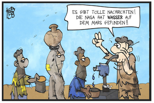 Cartoon: Wasser auf dem Mars (medium) by Kostas Koufogiorgos tagged karikatur,koufogiorgos,illustration,cartoon,mars,wasser,armut,wassermangel,erde,afrika,wasserknappheit,nasa,weltraum,wissenschaft,karikatur,koufogiorgos,illustration,cartoon,mars,wasser,armut,wassermangel,erde,afrika,wasserknappheit,nasa,weltraum,wissenschaft