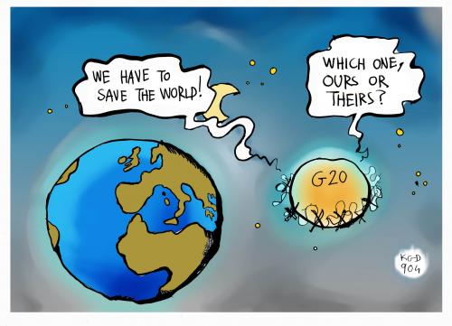 Cartoon: We save the world (medium) by Kostas Koufogiorgos tagged 20,financial,crisis,economy,summit,london,world,cartoon,kostas,koufogiorgos,cartoon,cartoons,tagung,g20,gipfel,summit,london,straßburg,banken,bank,wirtschaftskrise,finanzkrise,wirtschaft,finanzen,geld,schulden,pleite,ordnung,hand in hand,hand,in