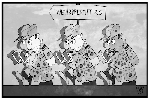 Cartoon: Wehrpflicht 2.0 (medium) by Kostas Koufogiorgos tagged karikatur,koufogiorgos,illustration,cartoon,wehrpflicht,milität,bundeswehr,soldaten,jugend,digital,smartphone,armee,karikatur,koufogiorgos,illustration,cartoon,wehrpflicht,milität,bundeswehr,soldaten,jugend,digital,smartphone,armee