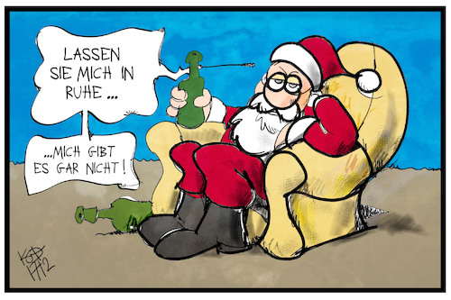 Cartoon: Weihnachtsboykott (medium) by Kostas Koufogiorgos tagged karikatur,koufogiorgos,illustration,cartoon,weihnachtsmann,alkoholiker,launisch,feier,fest,boykott,karikatur,koufogiorgos,illustration,cartoon,weihnachtsmann,alkoholiker,launisch,feier,fest,boykott