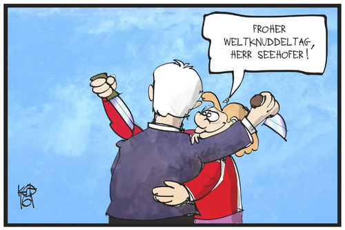 Cartoon: Weltknuddeltag (medium) by Kostas Koufogiorgos tagged karikatur,koufogiorgos,illustration,cartoon,cdu,csu,merkel,seehofer,weltknuddeltag,messer,angriff,dolch,stoss,politik,partei,konflikt,karikatur,koufogiorgos,illustration,cartoon,cdu,csu,merkel,seehofer,weltknuddeltag,messer,angriff,dolch,stoss,politik,partei,konflikt