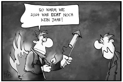 Cartoon: Wetter 2014 (medium) by Kostas Koufogiorgos tagged karikatur,koufogiorgos,illustration,cartoon,wetter,klima,2014,silvester,jahreswechsel,feuer,feuerwerk,karikatur,koufogiorgos,illustration,cartoon,wetter,klima,2014,silvester,jahreswechsel,feuer,feuerwerk