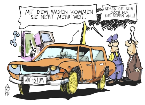 Cartoon: Wirtschaftsprognose (medium) by Kostas Koufogiorgos tagged wirtschaft,wachstum,prognose,auto,geld,reifen,deutschland,karikatur,kostas,koufogiorgos,wirtschaft,wachstum,prognose,auto,geld,reifen,deutschland,karikatur,kostas,koufogiorgos