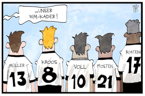 Cartoon: WM-Kader (medium) by Kostas Koufogiorgos tagged karikatur,koufogiorgos,illustration,cartoon,wm,kader,fussball,özil,gündogan,weltmeisterschaft,fifa,sport,spieler,sportler,mannschaft,karikatur,koufogiorgos,illustration,cartoon,wm,kader,fussball,özil,gündogan,weltmeisterschaft,fifa,sport,spieler,sportler,mannschaft