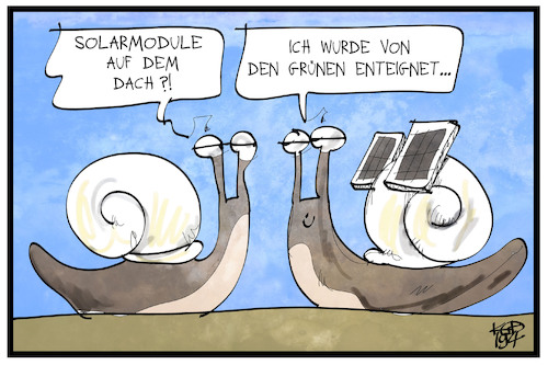 Cartoon: Wohnraumenteignungen (medium) by Kostas Koufogiorgos tagged karikatur,koufogiorgos,illustration,cartoon,wohnraumenteignung,haus,schnecke,grüne,ökologisch,mietwucher,immobilienbranche,karikatur,koufogiorgos,illustration,cartoon,wohnraumenteignung,haus,schnecke,grüne,ökologisch,mietwucher,immobilienbranche