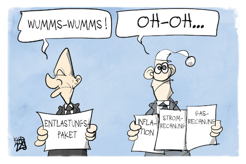 Cartoon: Wumms-Wumms (medium) by Kostas Koufogiorgos tagged karikatur,koufogiorgos,wumms,energiekrise,scholz,last,gas,strom,inflation,geld,entlastungspaket,karikatur,koufogiorgos,wumms,energiekrise,scholz,last,gas,strom,inflation,geld,entlastungspaket