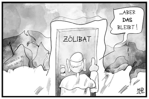 Cartoon: Zölibat (medium) by Kostas Koufogiorgos tagged karikatur,koufogiorgos,illustration,cartoon,zölibat,papst,kirche,katholisch,missbrauch,bollwerk,tradition,franziskus,karikatur,koufogiorgos,illustration,cartoon,zölibat,papst,kirche,katholisch,missbrauch,bollwerk,tradition,franziskus