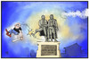 Cartoon: 1. Mai in Weimar (small) by Kostas Koufogiorgos tagged karikatur,koufogiorgos,illustration,cartoon,mai,kundgebung,demo,gewerkschaft,rechtsextrem,neonazi,skinhead,rauswurf,goethe,schiller,denkmal,politik